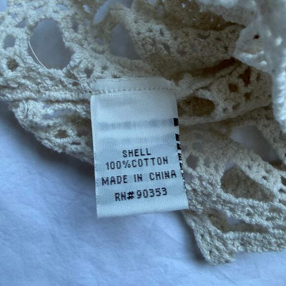 Rebellion Crochet Short Sleeve Cropped Sweater, Size M, Cream, EUC - Picture 5 of 5